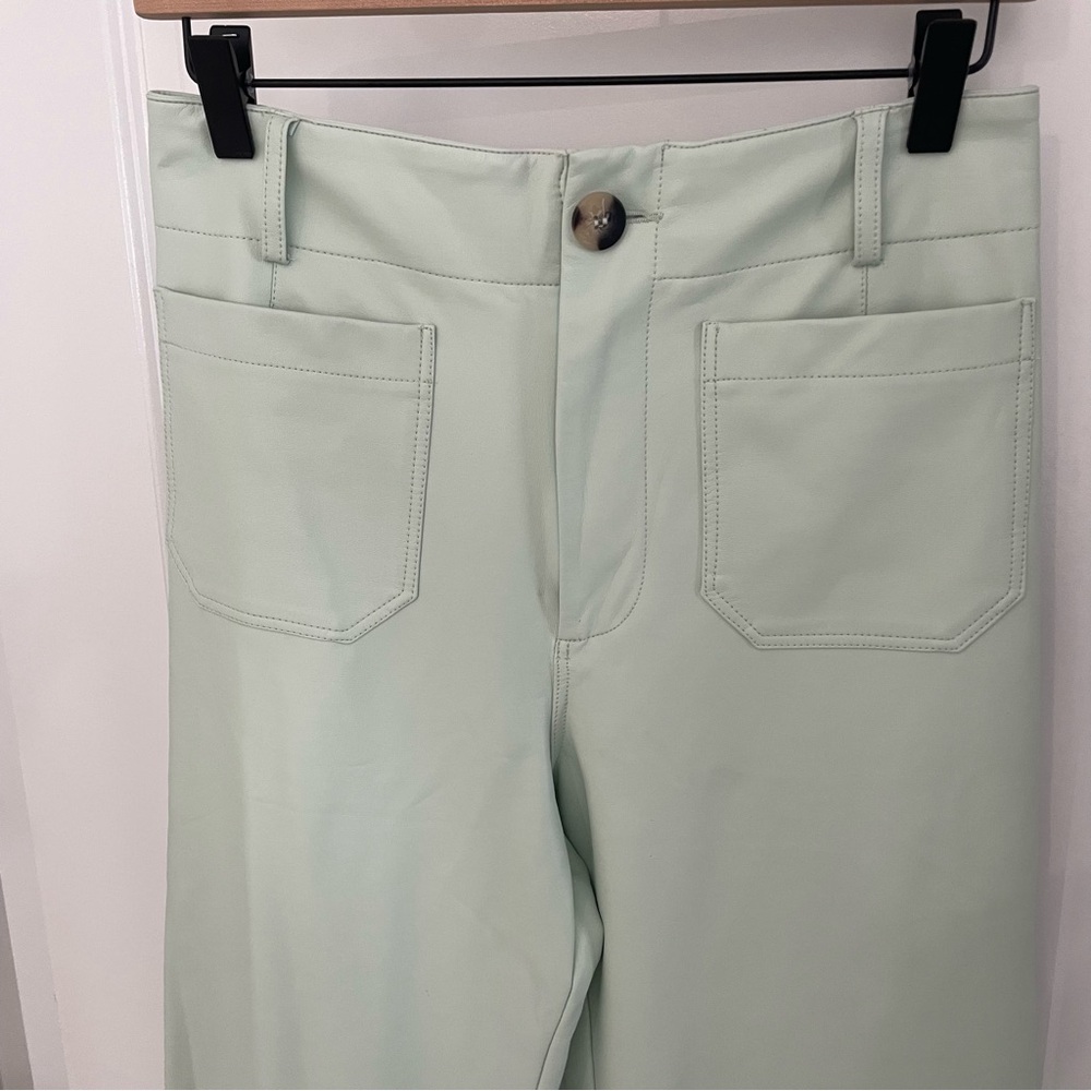 Anthropologie The Colette Cropped Wide-Leg Pants by Maeve Faux-Leather Edition 3 - Picture 6 of 11